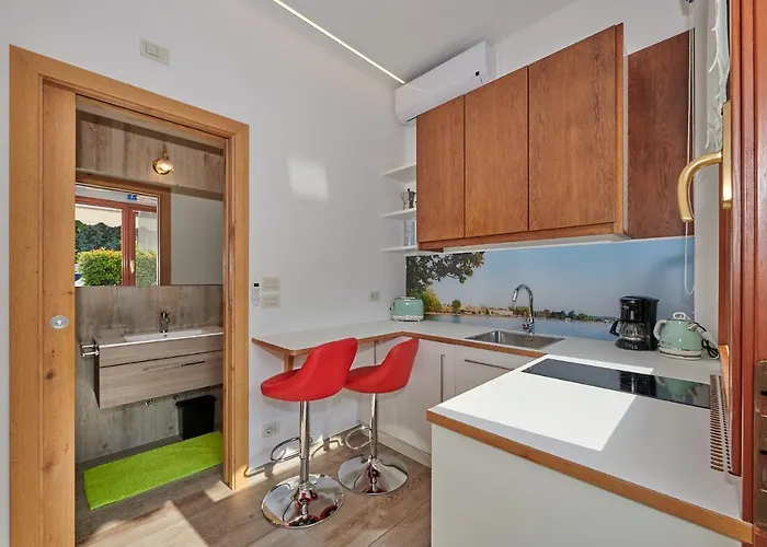 Apartment Front With Loft Bed And Pool